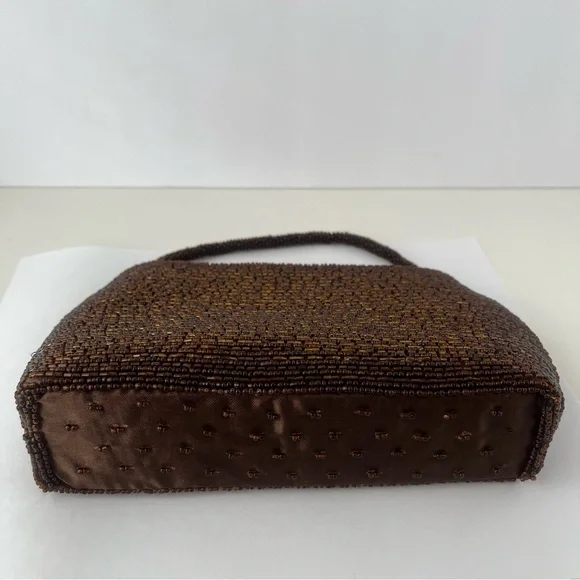 Elegant Brown Beaded Handbag Vintage Bijoux Terner - Picture 12 of 15